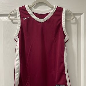 Nike Burgundy and White Girls' Basketball Jersey